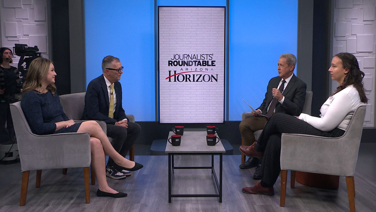 Ted Simons on the set of