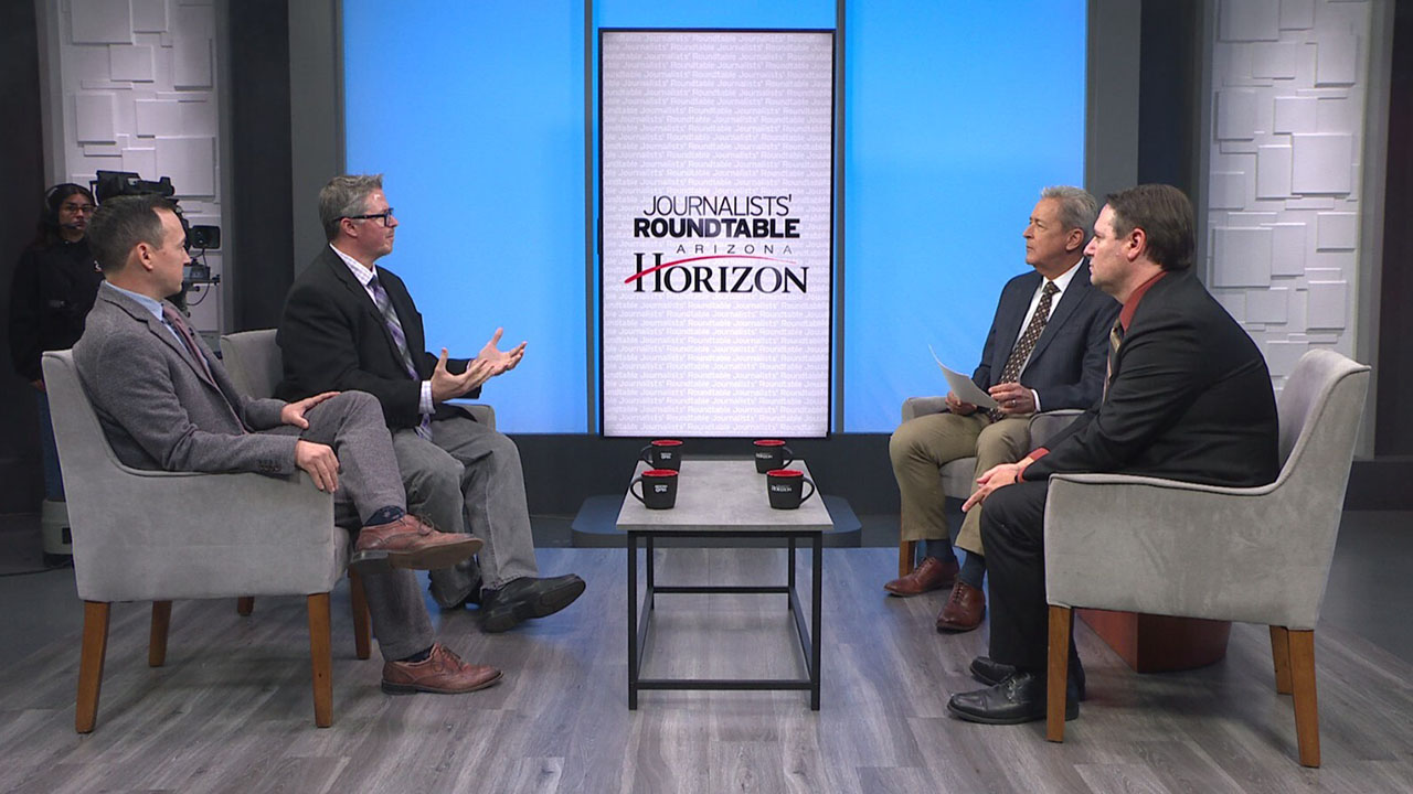 Ted Simons on the set of