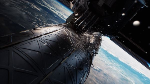 The space craft circling earth