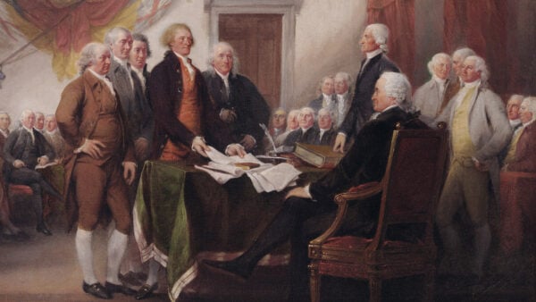A painting of the signing of the Declaration of Independence