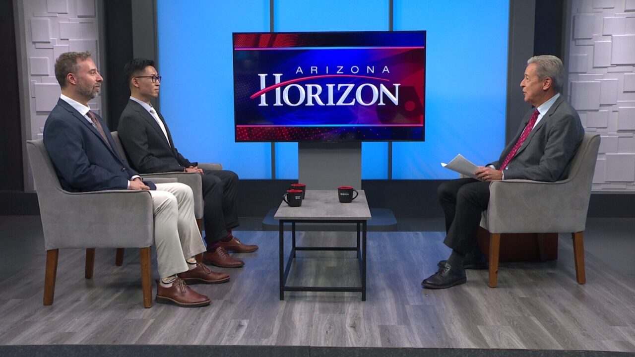 Ted Simons on the set of