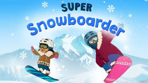 Molly and friends riding a snow board