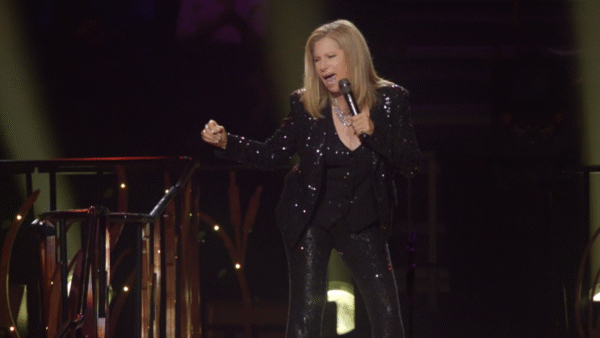 Barbra Streisand performing at her concert