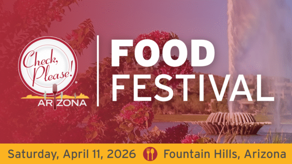 Fountain Hills with text reading: Food Festival Saturday, April 11, 2026, Fountain Hills, Arizona