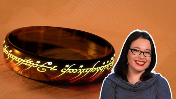 A woman's ring modeled after the Lord of the Rings