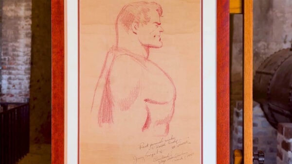 An artist's sketch of Superman