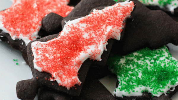 Christmas tree shaped chocolate cookies