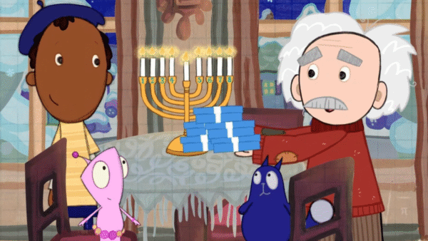 Peg and Cat learning about Hannukah