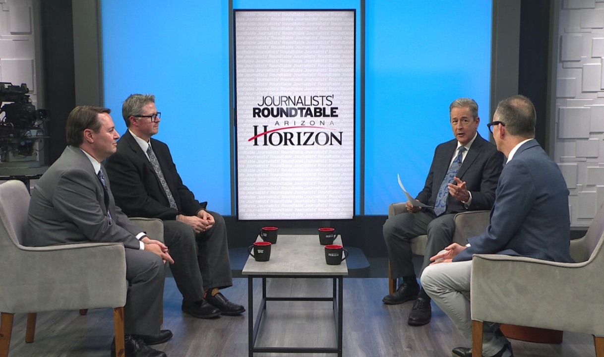 Ted Simons on the set of