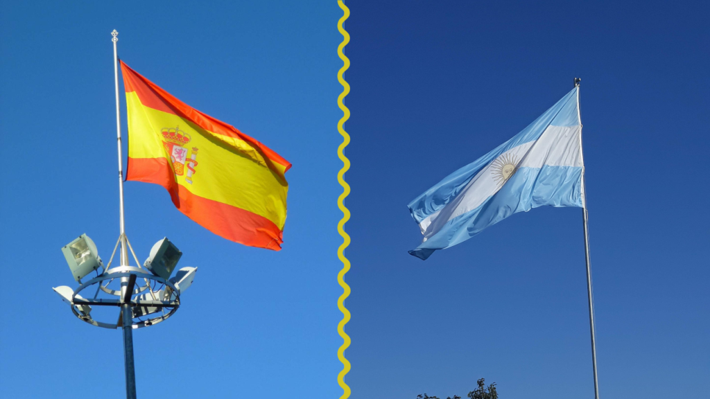 The flag of Argentina and the flag of Spain