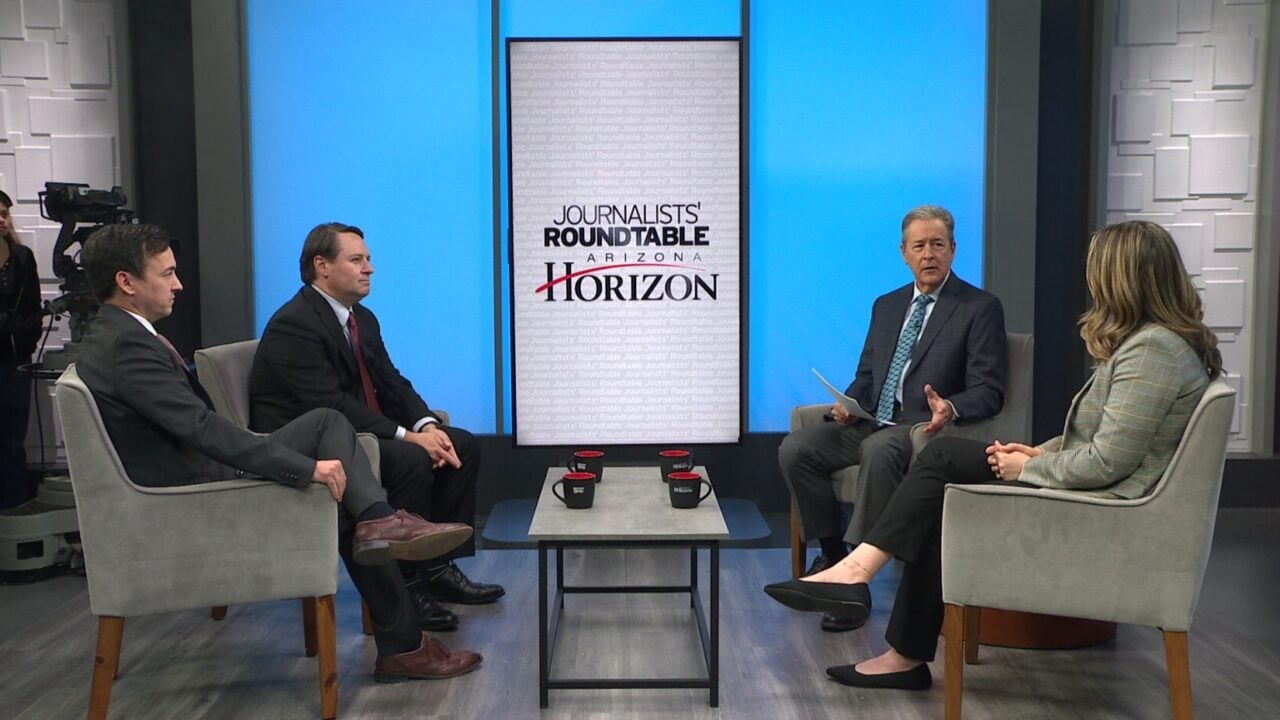 Ted Simons on the set of 