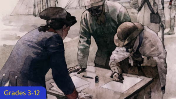 A painting of James Forten and two others signing a paper