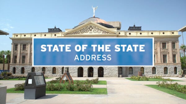 The Arizona Capital building with text reading: State of the State Address