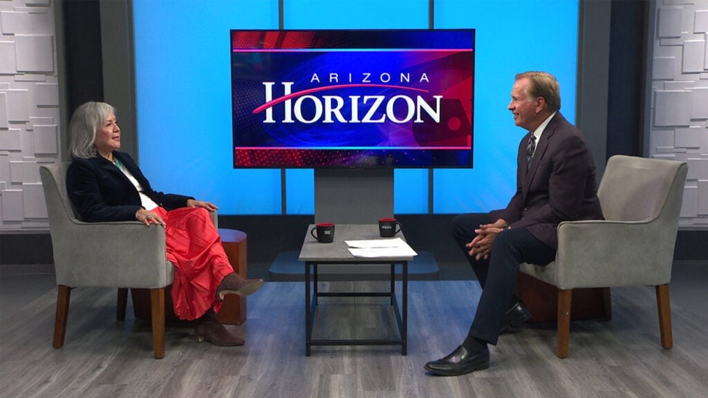 Dr. Laura Tohe on the set of "Arizona Horizon"