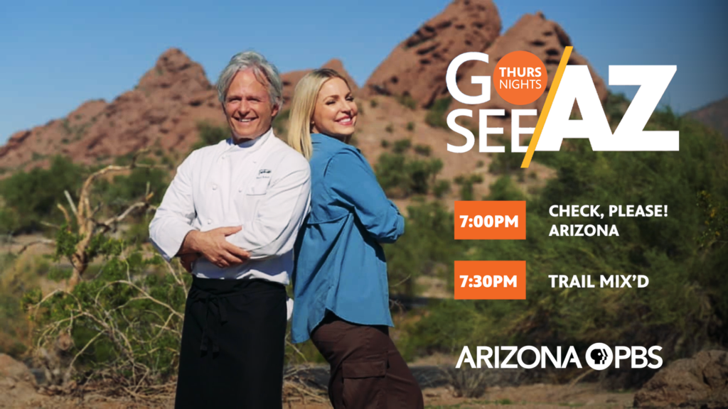 "Go See AZ" graphic with Kristen Keogh and Chef Mark Tarbell