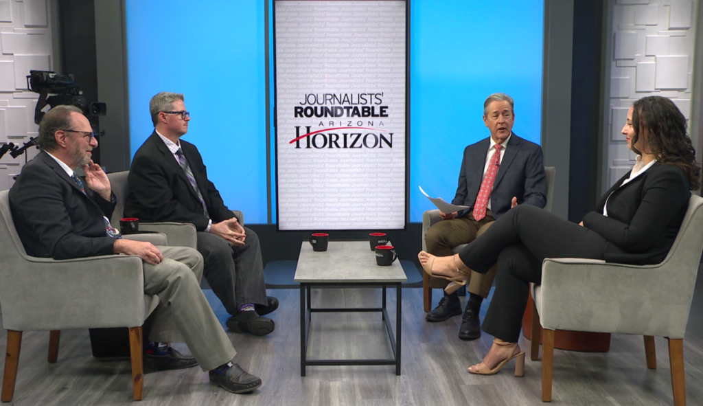 Howie Fischer, Capitol Media Services Camyrn Sanchez of KJZZ Jim Small of AZ Mirror