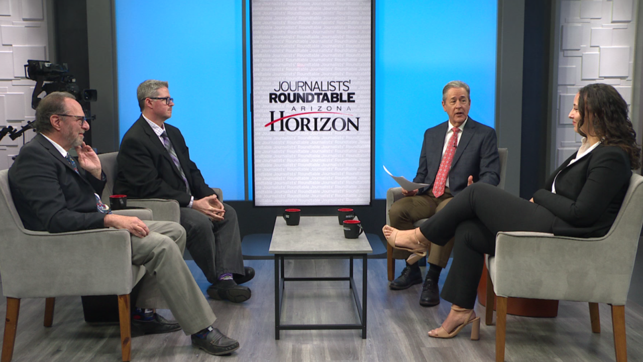 Ted Simons on the set of 