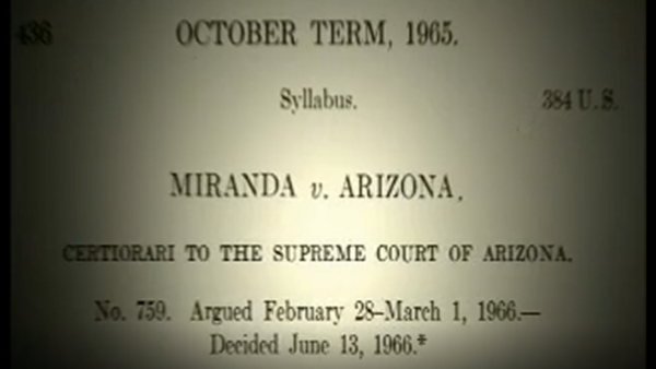 The paper for Miranda v Arizona