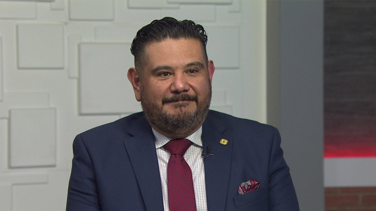 Ted Simons on the set of