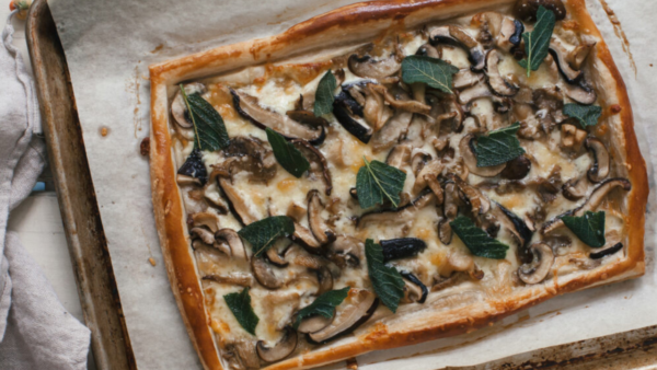 Three-Cheese Mixed Mushroom Tart