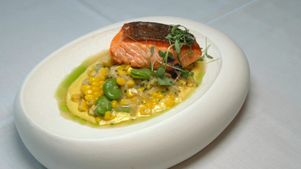 A king salmon dish from Sel Restaurant featured on 