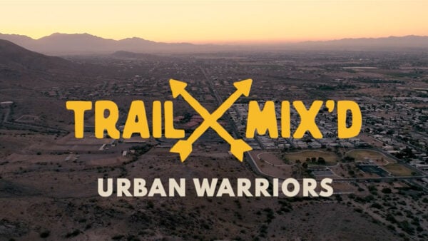 A view of Phoenix from a mountainside with text reading: Trail Mix'd: Urban Warriors