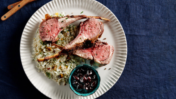 Baharat-Spiced Rack of Lamb with Cherry-Tamarind Sauce