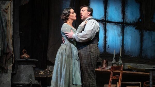 Mimi and Rodolfo on stage at La Boheme