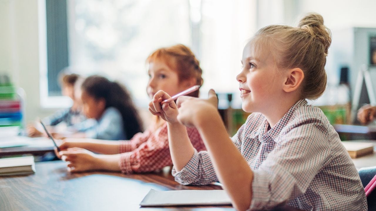 a girl in a classroom