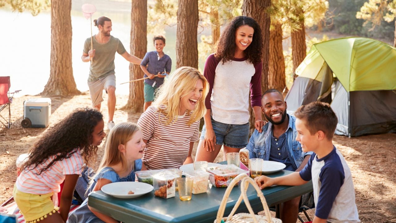 A family spending time together outdoors