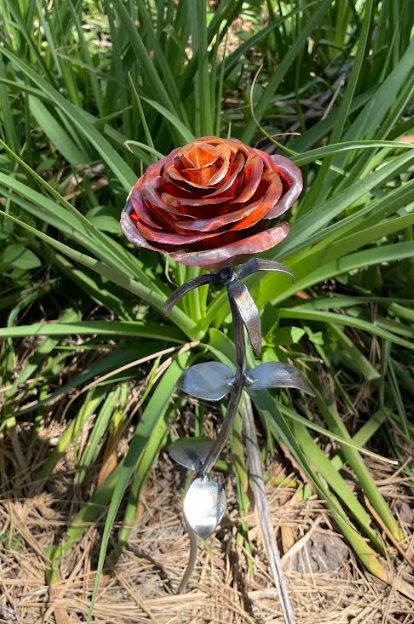 A metal rose