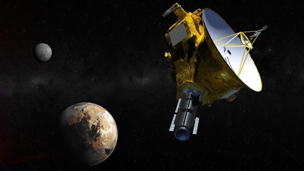 The New Horizons spacecraft next to Pluto