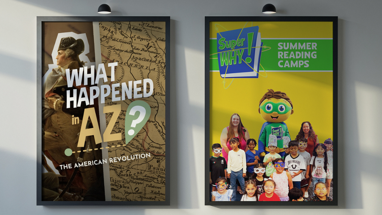 The poster for "What Happened in AZ?" and "Super Why"