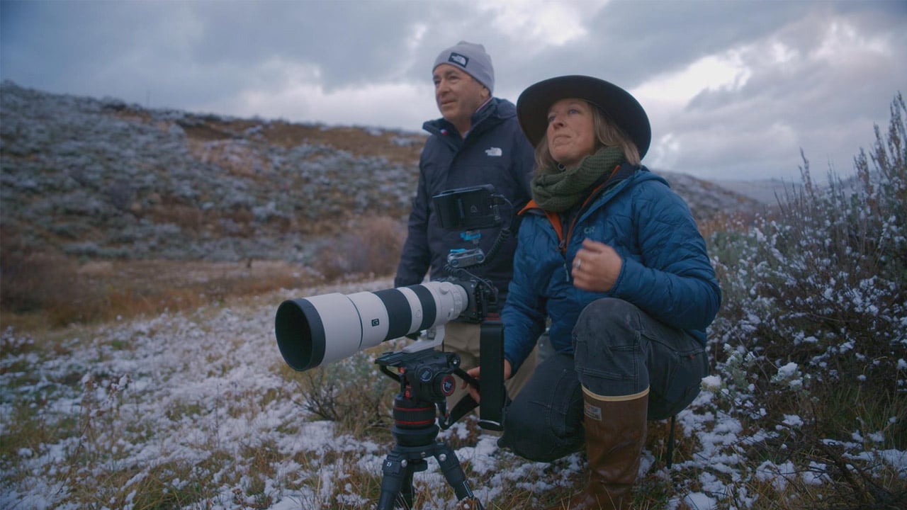 "Resolve to Solve" host Miles O'Brien and filmmaker Sarah Koenigsberg stake out a beaver pond in the Cache Valley near Logan, Utah.