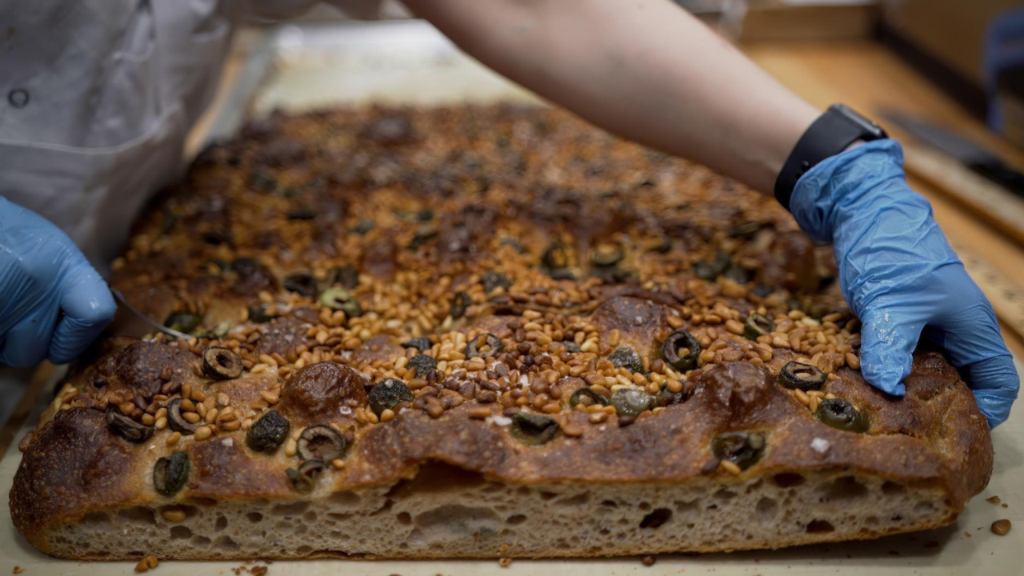 A person making bread 